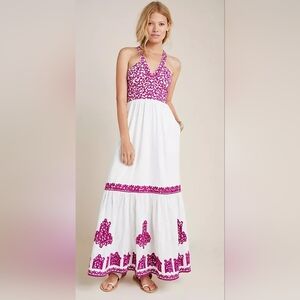 Anthropologie 24w Manuela Embroidered Midi Dress